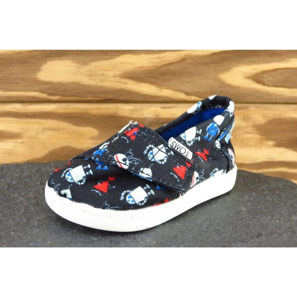 Toms Toddler Unisex Sz‎ 3 Medium Black Casual Shoes Fabric - Picture 1 of 5
